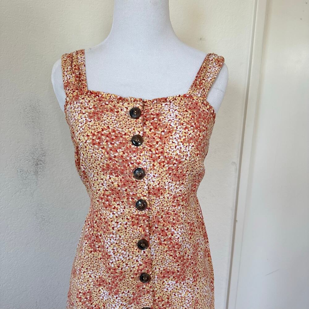 Milkmaid Floral Midi Dress Cottagecore Prairie Smocked Back Size Medium Coquette - Picture 3 of 8